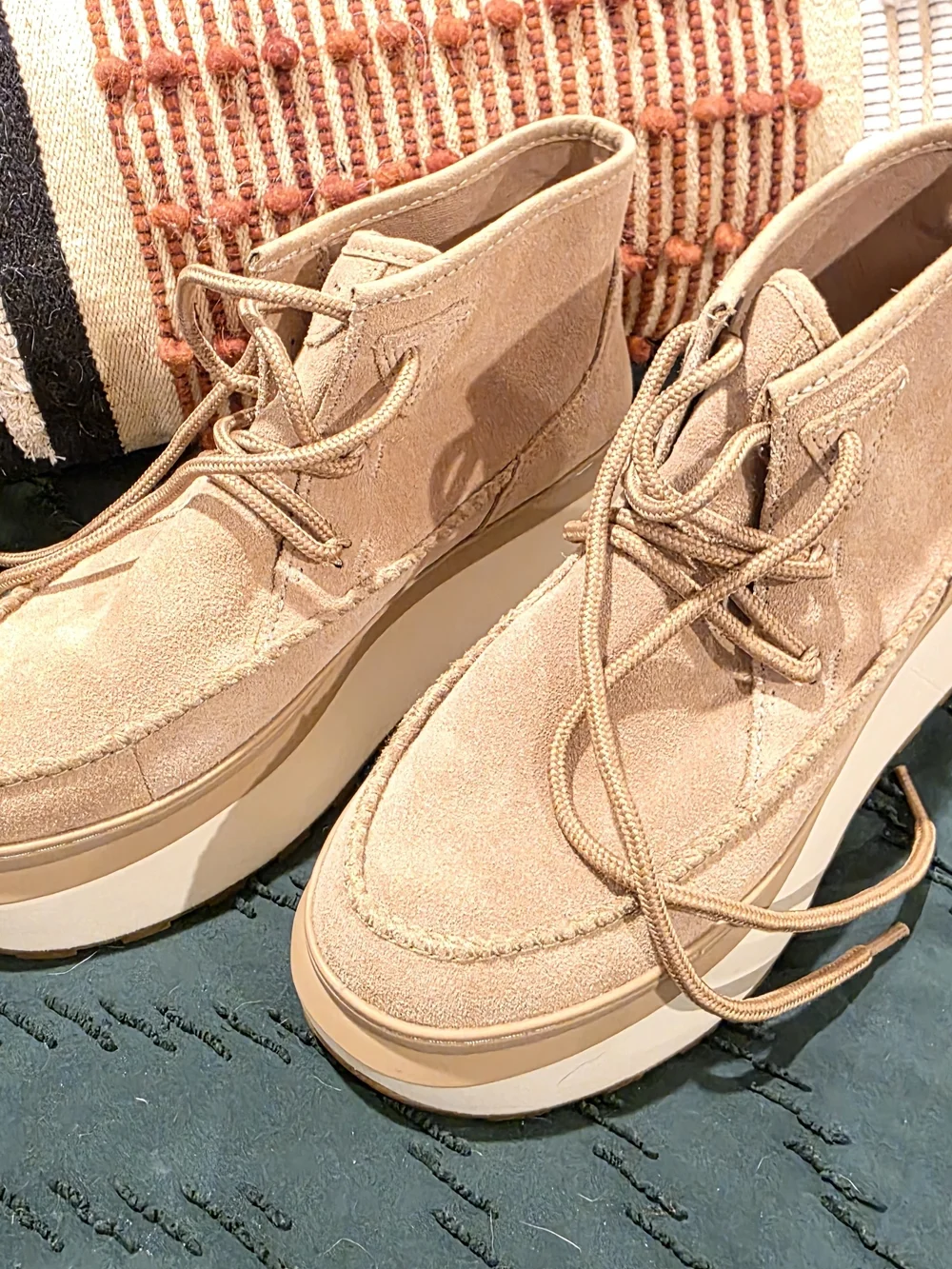 UGG Marin Tan Suede Lace-Up Platform Ankle Boots - Picture 3 of 9